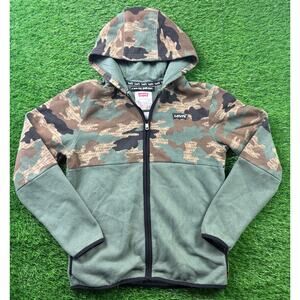 Levi's Big Boys Camo Colorblock Full Zip Fleece Military Hoodie Jacket Green L
